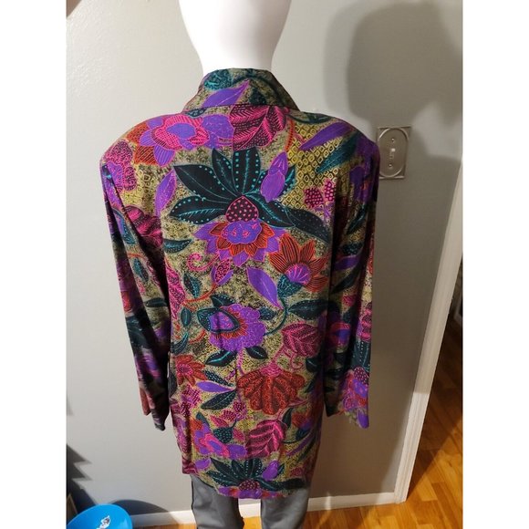 Harvest Time Vintage Floral Button Blazer Size 10 Shoulder Pads USA - Picture 3 of 9